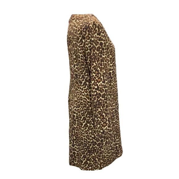 J Crew Long Sleeve Cheetah Animal Print Sheath Dress Brown Ivory Size 4 - Picture 4 of 7